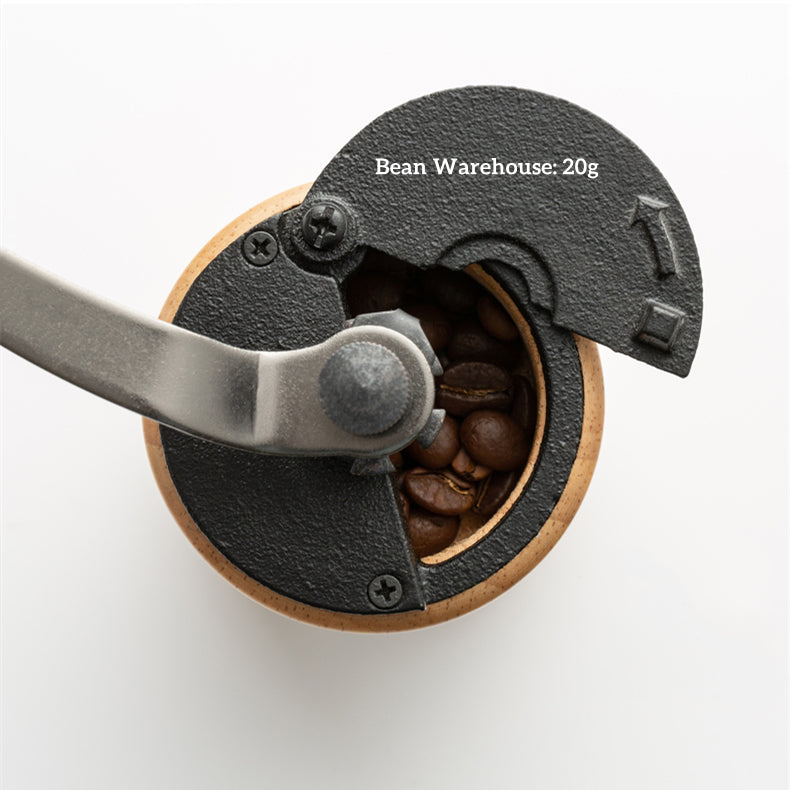 Wood hand-cranked bean grinder
