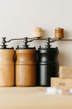 Wood hand-cranked bean grinder