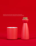 Japanese-style ceramic sake set -Red
