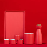 Japanese-style ceramic sake set -Red