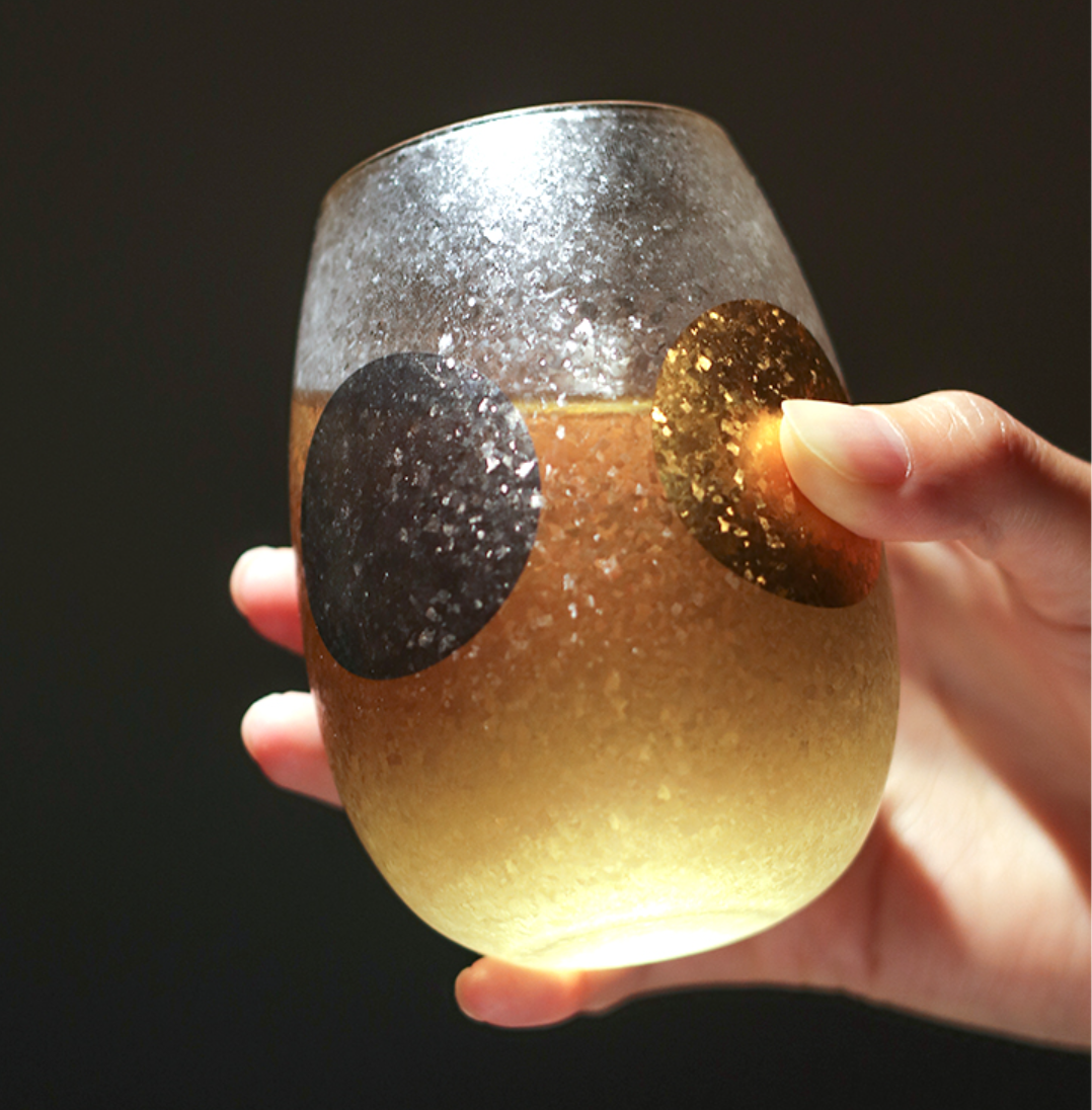 Ishizuka sun and moon frosted Whiskey Champagne Sake Glasses