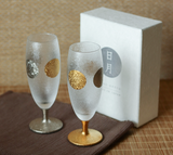 Ishizuka sun and moon frosted Whiskey Champagne Sake Glasses