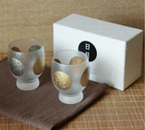 Ishizuka sun and moon frosted Whiskey Champagne Sake Glasses