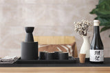 Japanese-style ceramic sake set -white & black