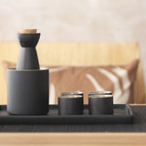 Japanese-style ceramic sake set -white & black