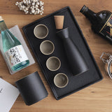 Japanese-style ceramic sake set -white & black