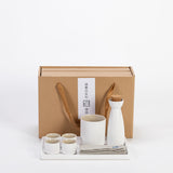 Japanese-style ceramic sake set -white & black