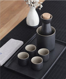 Japanese-style ceramic sake set -white & black