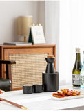 Japanese-style ceramic sake set -white & black
