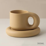 Nordic ceramic coffee mug with dessert plate