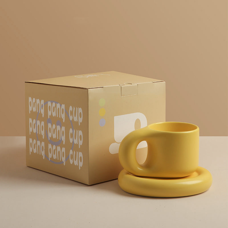 Nordic ceramic coffee mug with dessert plate