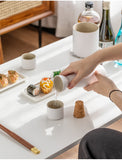 Japanese-style ceramic sake set -white & black