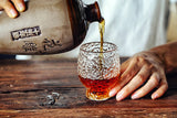 Japanese-style frosted hammered sake & green plum wine glass