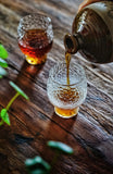 Japanese-style frosted hammered sake & green plum wine glass