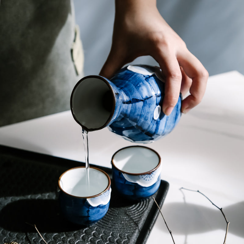 Easypocket Japanese Ceramic Painted Sake Set