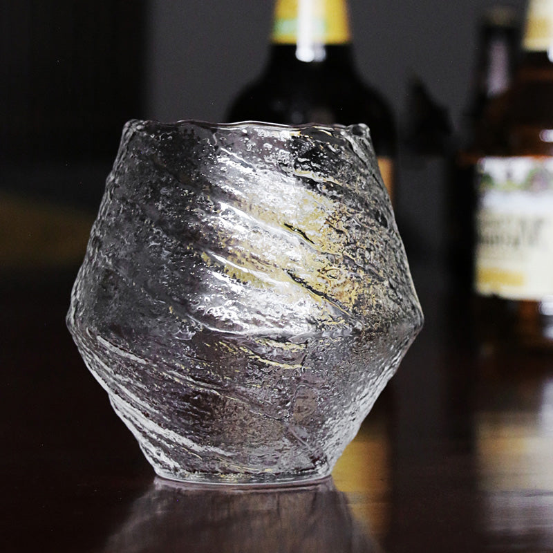 Japanese-style hand-hammered Whirlwind shaped glass