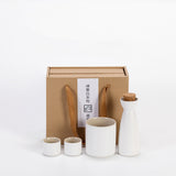 Japanese-style ceramic sake set -white & black