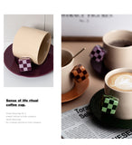 Rubik's cube ceramic coffee cup with plate