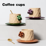 Rubik's cube ceramic coffee cup with plate