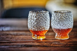 Japanese-style frosted hammered sake & green plum wine glass