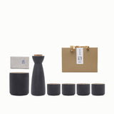 Japanese-style ceramic sake set -white & black