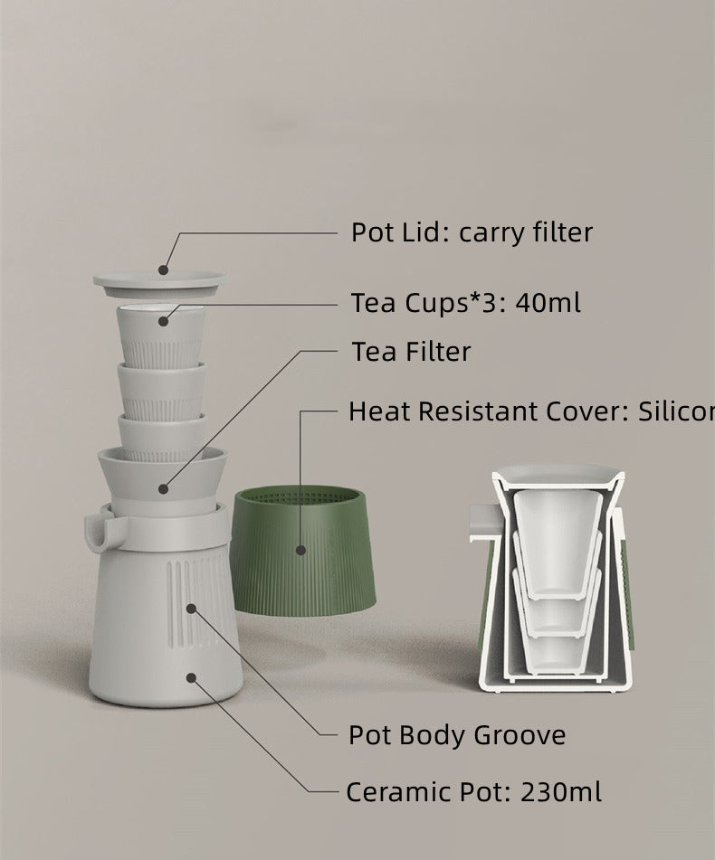 Outdoor Portable Travel Ceramic Tea Set