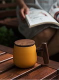 T-handle frosted ceramic Tea Cup