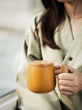 T-handle frosted ceramic Tea Cup